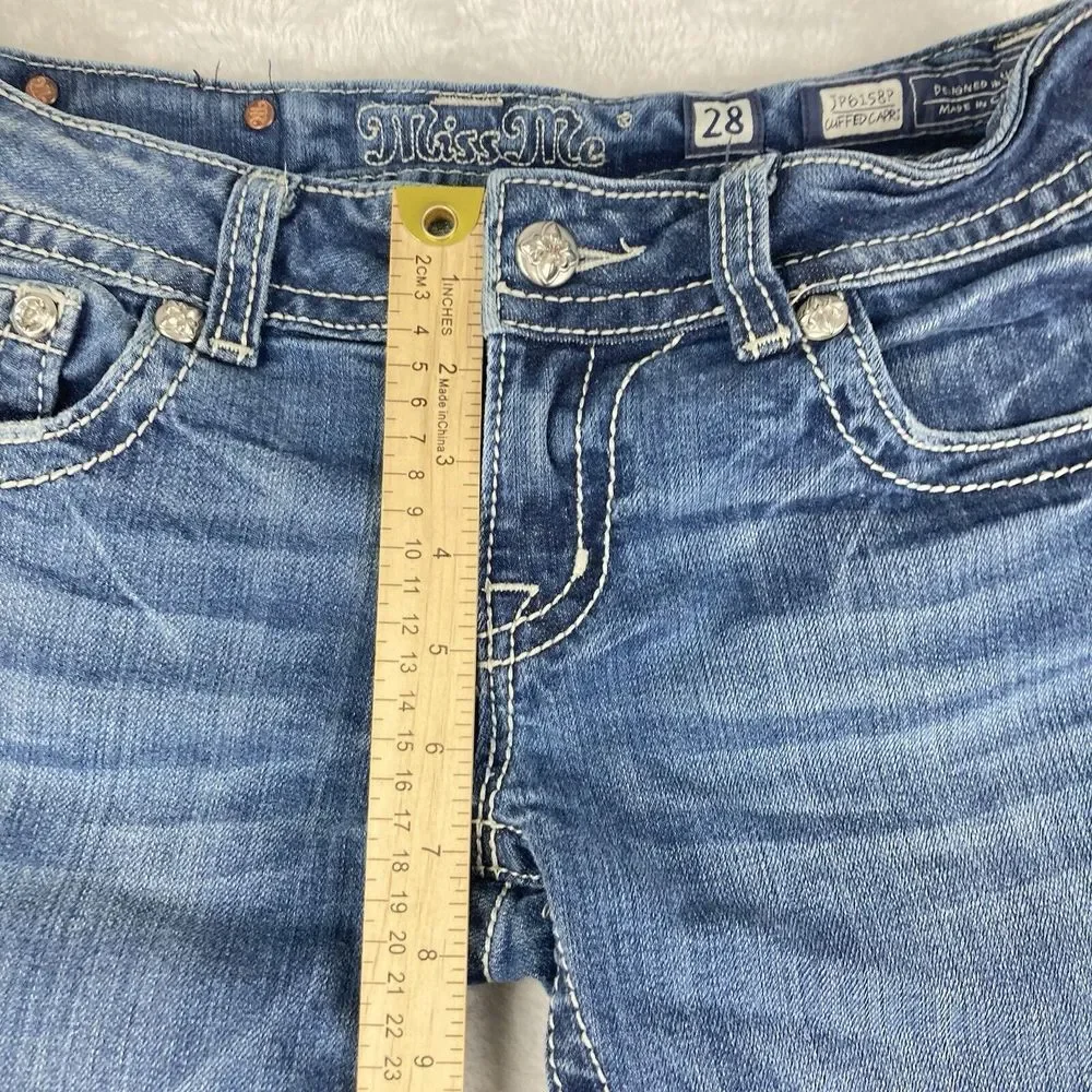 Miss Me Capri Womens Low Rise Blue Denim Jeans‎ Size 28
